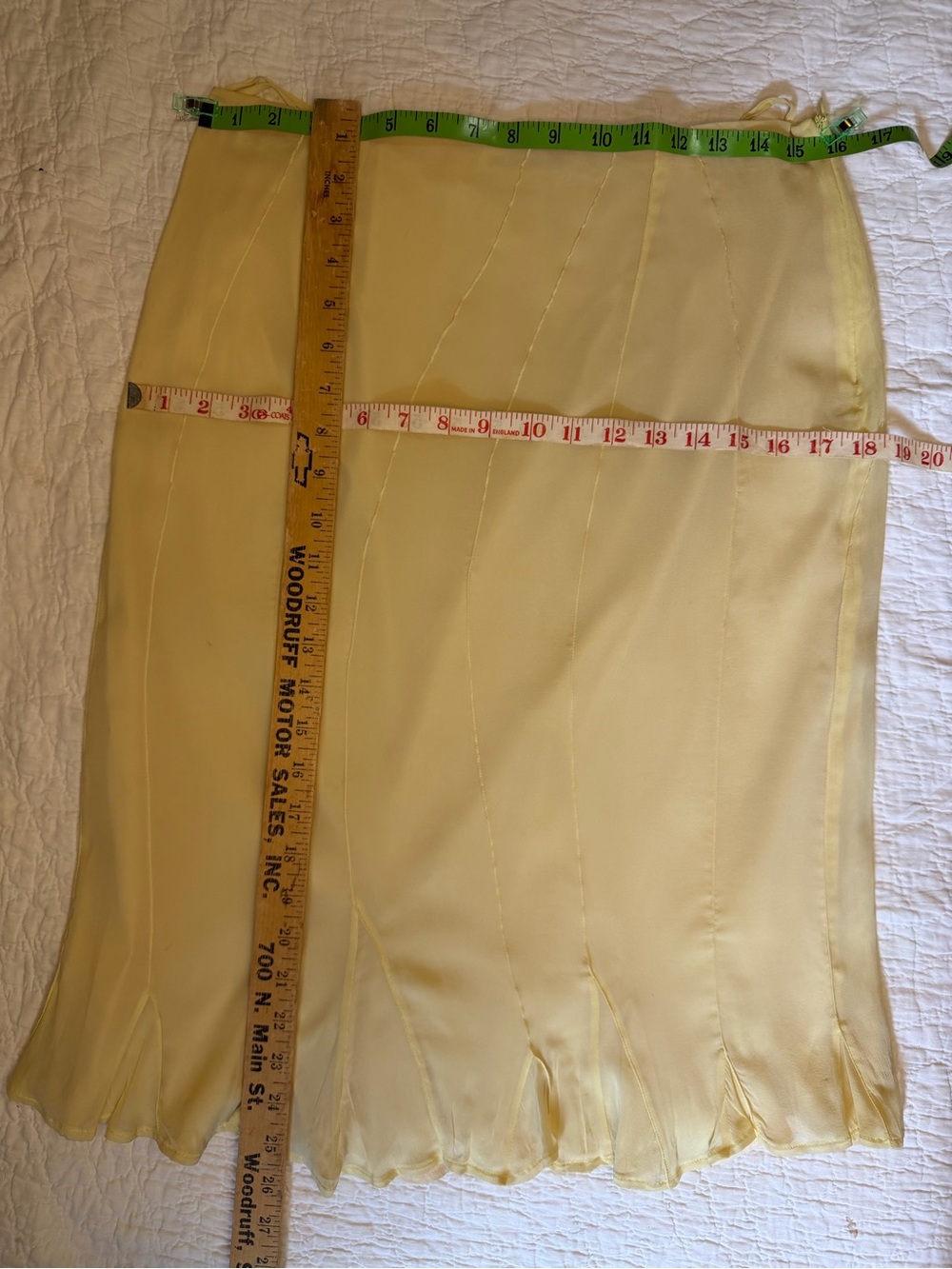 Jil Sander Silk Skirt Italy Pale Yellow Y2K Minimalist Luxe Midi Size 38/Small - Picture 13 of 16